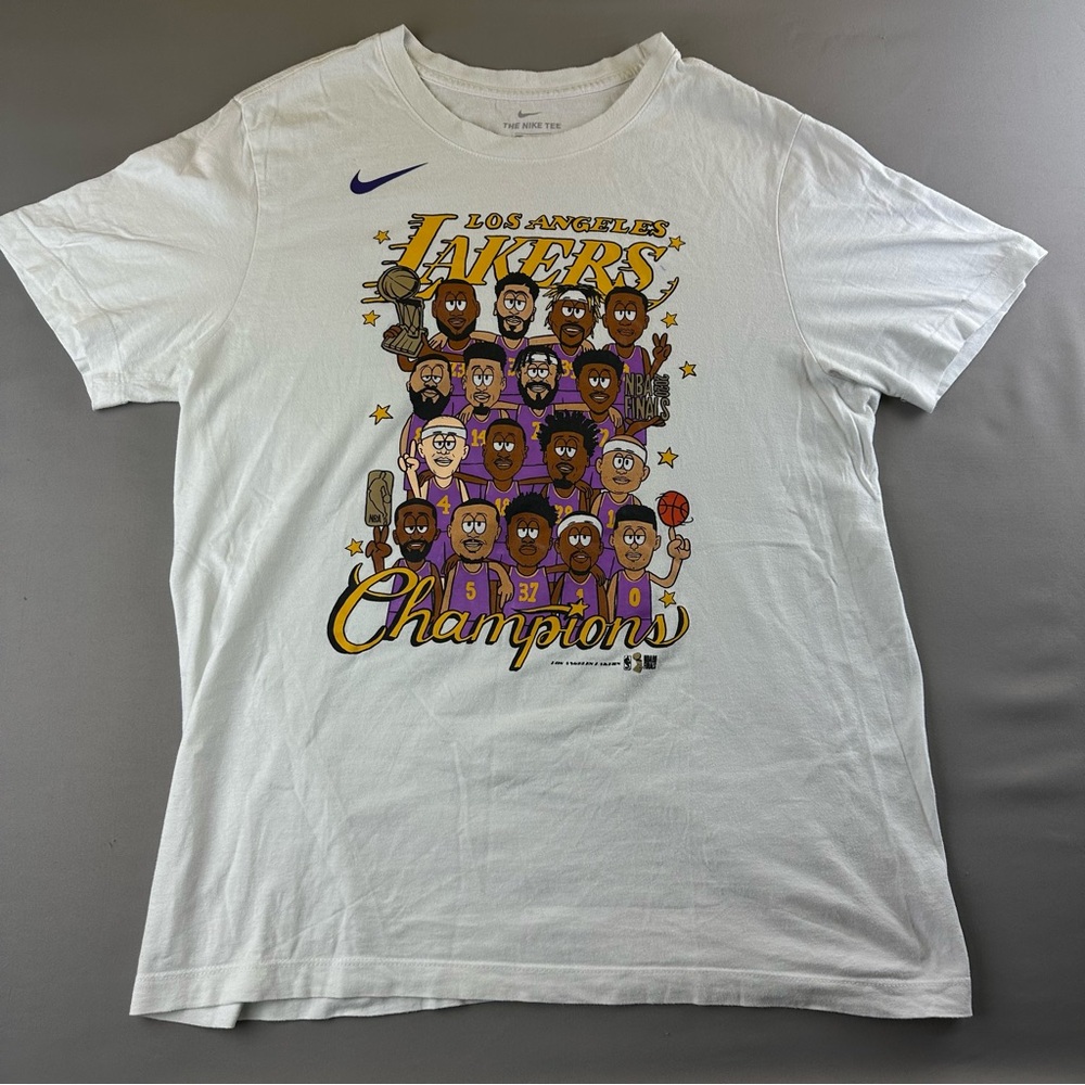 Nike White Los Angeles Lakers Cartoon Team Champions Tee